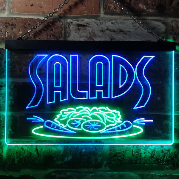 ADVPRO Salads Bar Cafe Illuminated Dual Color LED Neon Sign st6-i0626 - Green & Blue