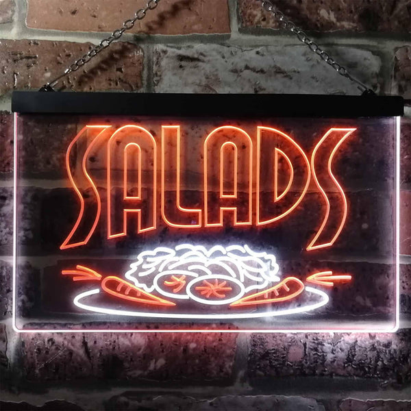 ADVPRO Salads Bar Cafe Illuminated Dual Color LED Neon Sign st6-i0626 - White & Orange