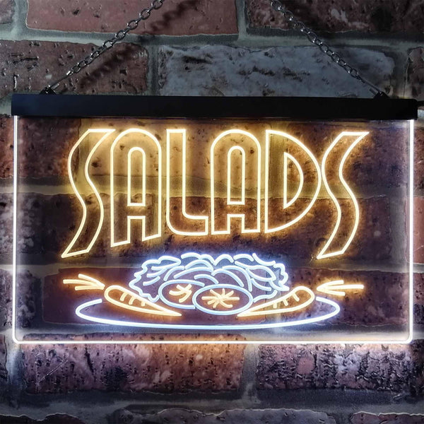 ADVPRO Salads Bar Cafe Illuminated Dual Color LED Neon Sign st6-i0626 - White & Yellow