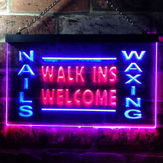 ADVPRO Nails Waxing Walk Ins Welcome Shop Illuminated Dual Color LED Neon Sign st6-i0632 - Red & Blue