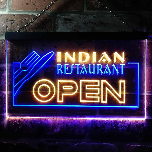 ADVPRO Indian Restaurant Open Illuminated Dual Color LED Neon Sign st6-i0643 - Blue & Yellow