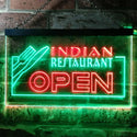 ADVPRO Indian Restaurant Open Illuminated Dual Color LED Neon Sign st6-i0643 - Green & Red