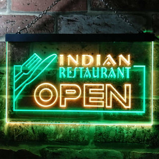ADVPRO Indian Restaurant Open Illuminated Dual Color LED Neon Sign st6-i0643 - Green & Yellow