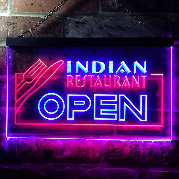 ADVPRO Indian Restaurant Open Illuminated Dual Color LED Neon Sign st6-i0643 - Red & Blue