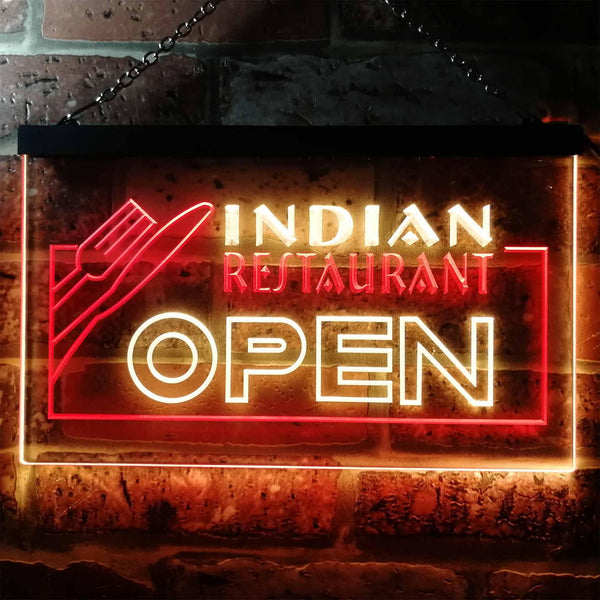 ADVPRO Indian Restaurant Open Illuminated Dual Color LED Neon Sign st6-i0643 - Red & Yellow