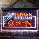 ADVPRO Indian Restaurant Open Illuminated Dual Color LED Neon Sign st6-i0643 - White & Orange