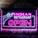 ADVPRO Indian Restaurant Open Illuminated Dual Color LED Neon Sign st6-i0643 - White & Purple