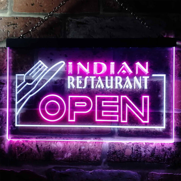 ADVPRO Indian Restaurant Open Illuminated Dual Color LED Neon Sign st6-i0643 - White & Purple