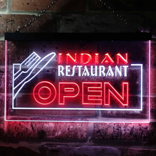 ADVPRO Indian Restaurant Open Illuminated Dual Color LED Neon Sign st6-i0643 - White & Red