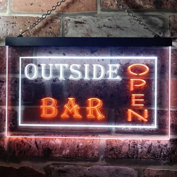 ADVPRO Outside Bar Open Illuminated Dual Color LED Neon Sign st6-i0647 - White & Orange