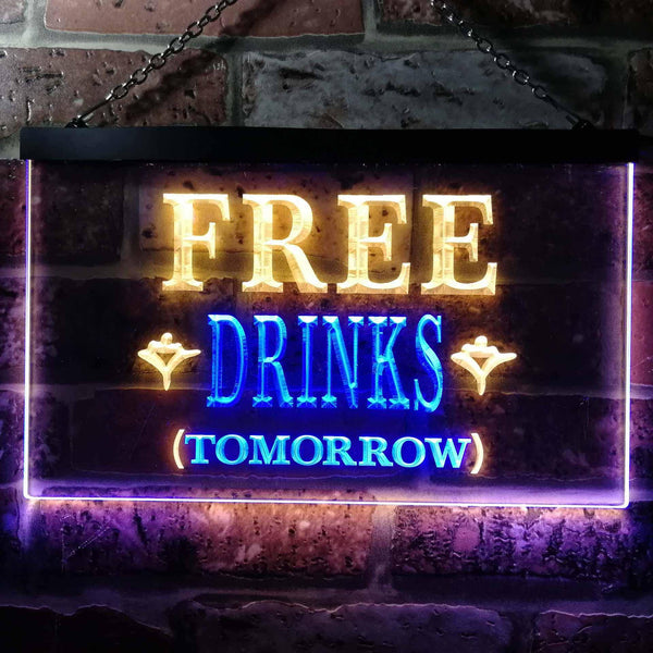 ADVPRO Free Drinks Tomorrow Bar Illuminated Dual Color LED Neon Sign st6-i0649 - Blue & Yellow