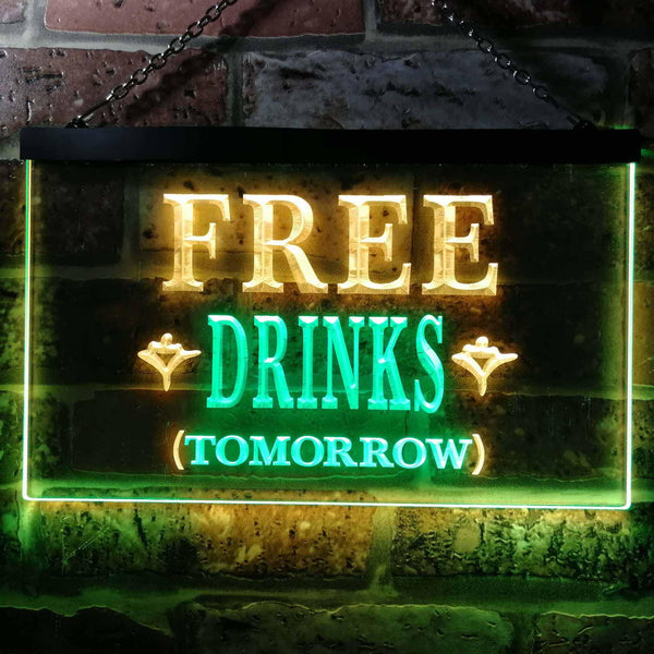 ADVPRO Free Drinks Tomorrow Bar Illuminated Dual Color LED Neon Sign st6-i0649 - Green & Yellow