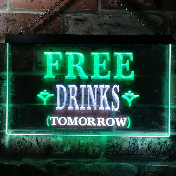 ADVPRO Free Drinks Tomorrow Bar Illuminated Dual Color LED Neon Sign st6-i0649 - White & Green