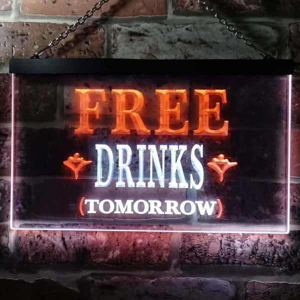 ADVPRO Free Drinks Tomorrow Bar Illuminated Dual Color LED Neon Sign st6-i0649 - White & Orange