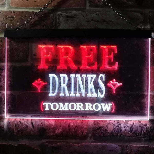 ADVPRO Free Drinks Tomorrow Bar Illuminated Dual Color LED Neon Sign st6-i0649 - White & Red