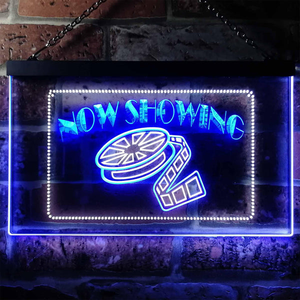 ADVPRO Now Showing Film Movie Home Theater Dual Color LED Neon Sign st6-i0650 - White & Blue