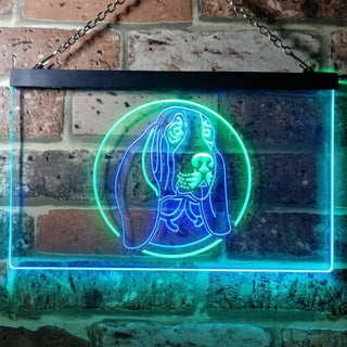 ADVPRO Basset Hound Dog Bedroom Dual Color LED Neon Sign st6-i0653 - Green & Blue