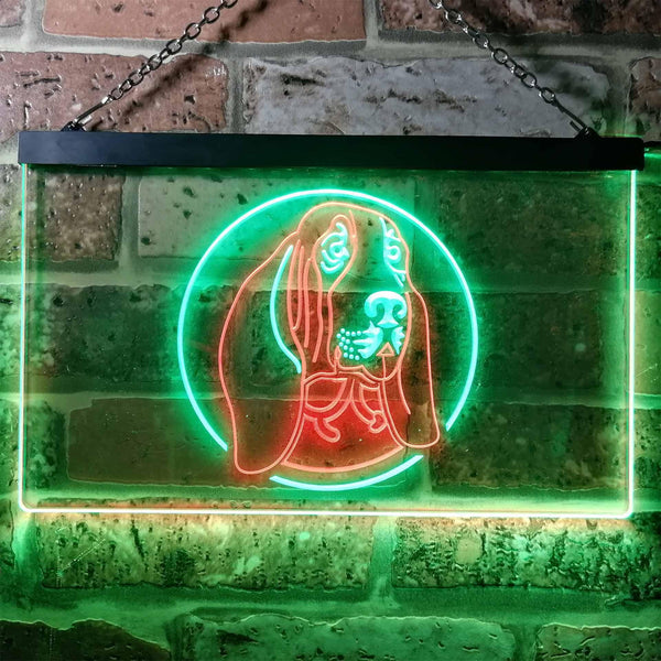 ADVPRO Basset Hound Dog Bedroom Dual Color LED Neon Sign st6-i0653 - Green & Red