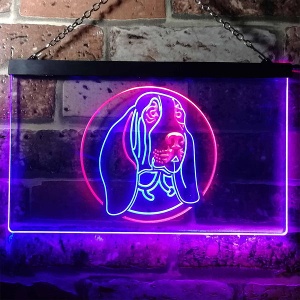 ADVPRO Basset Hound Dog Bedroom Dual Color LED Neon Sign st6-i0653 - Red & Blue