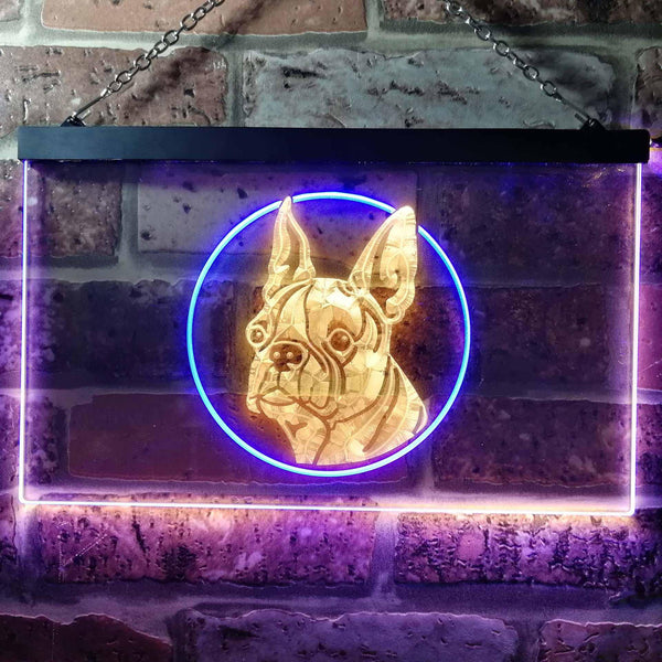 ADVPRO Boston Terrier Dog Bedroom Dual Color LED Neon Sign st6-i0656 - Blue & Yellow