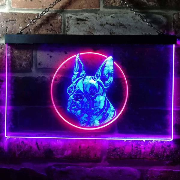 ADVPRO Boston Terrier Dog Bedroom Dual Color LED Neon Sign st6-i0656 - Red & Blue