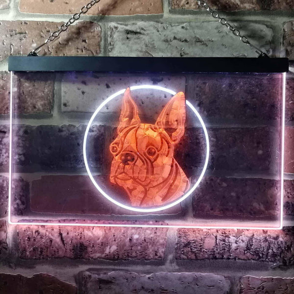 ADVPRO Boston Terrier Dog Bedroom Dual Color LED Neon Sign st6-i0656 - White & Orange