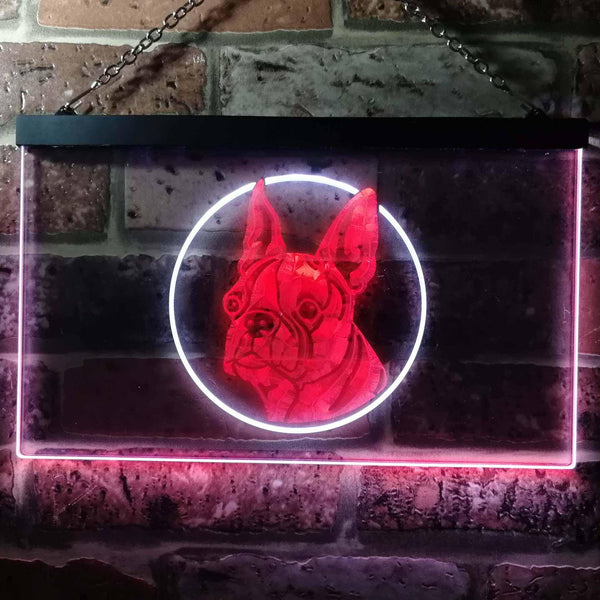 ADVPRO Boston Terrier Dog Bedroom Dual Color LED Neon Sign st6-i0656 - White & Red