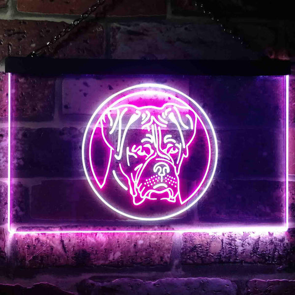 ADVPRO Boxer Dog Bedroom Dual Color LED Neon Sign st6-i0657 - White & Purple