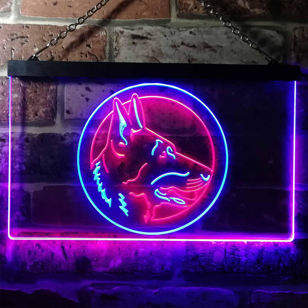 ADVPRO German Shepherd Dog Bedroom Dual Color LED Neon Sign st6-i0668 - Blue & Red