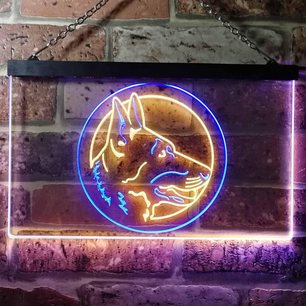 ADVPRO German Shepherd Dog Bedroom Dual Color LED Neon Sign st6-i0668 - Blue & Yellow