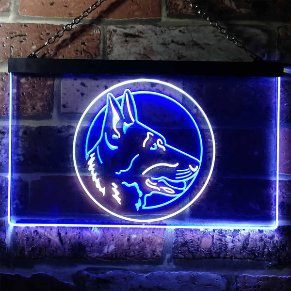 ADVPRO German Shepherd Dog Bedroom Dual Color LED Neon Sign st6-i0668 - White & Blue