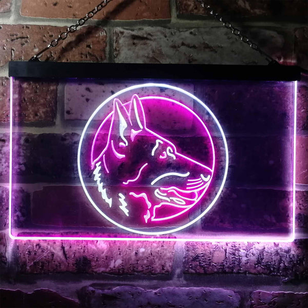 ADVPRO German Shepherd Dog Bedroom Dual Color LED Neon Sign st6-i0668 - White & Purple