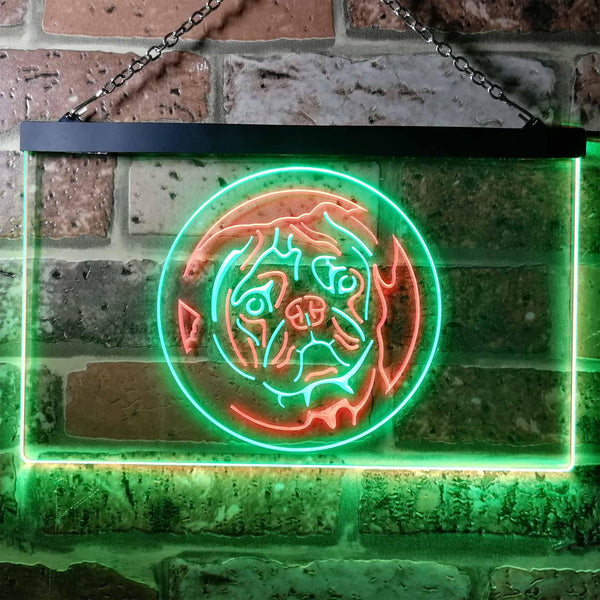 ADVPRO Pug Dog Bedroom Dual Color LED Neon Sign st6-i0682 - Green & Red