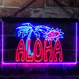 ADVPRO Aloha Palm Tree Bedroom Dual Color LED Neon Sign st6-i0699 - Blue & Red