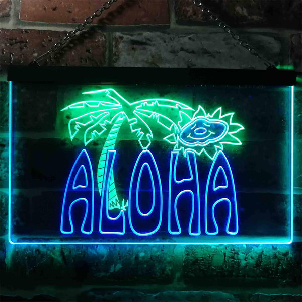 ADVPRO Aloha Palm Tree Bedroom Dual Color LED Neon Sign st6-i0699 - Green & Blue