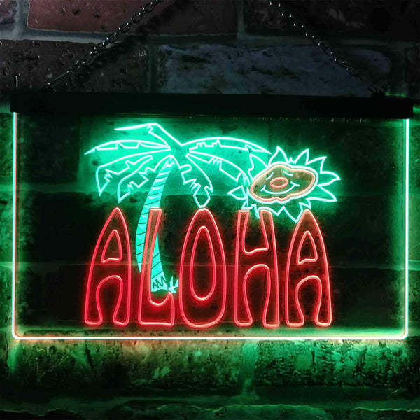 ADVPRO Aloha Palm Tree Bedroom Dual Color LED Neon Sign st6-i0699 - Green & Red
