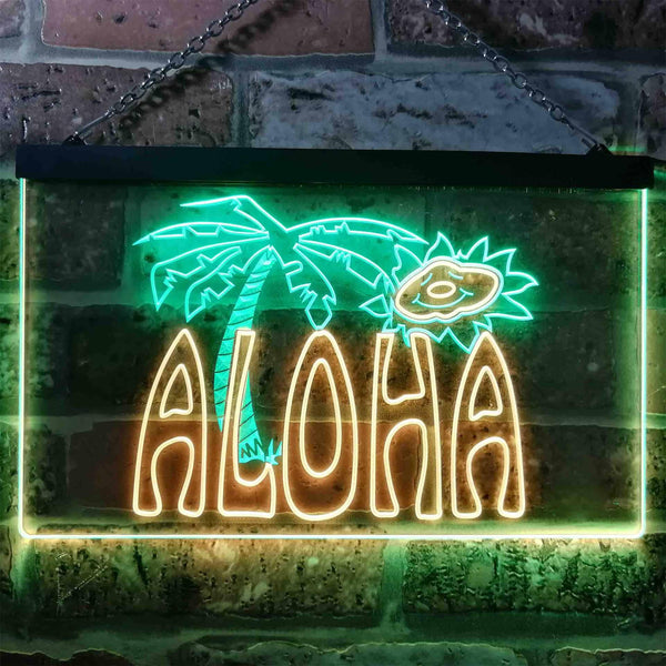 ADVPRO Aloha Palm Tree Bedroom Dual Color LED Neon Sign st6-i0699 - Green & Yellow