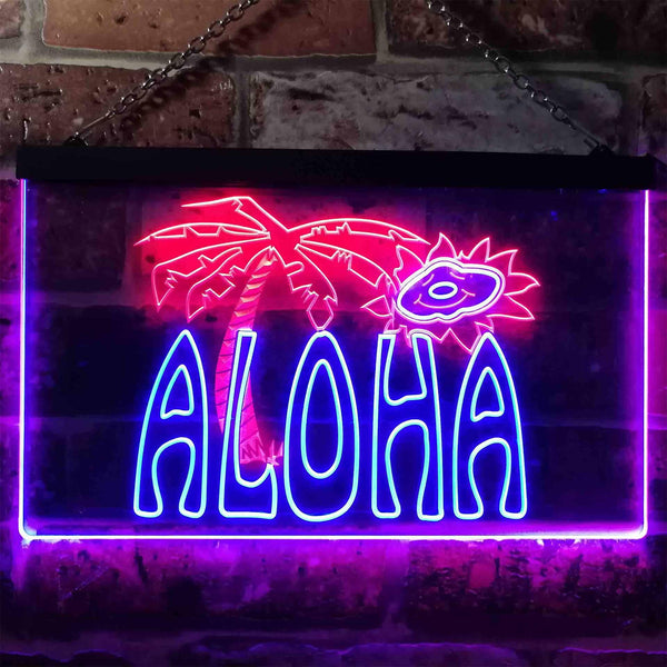 ADVPRO Aloha Palm Tree Bedroom Dual Color LED Neon Sign st6-i0699 - Red & Blue