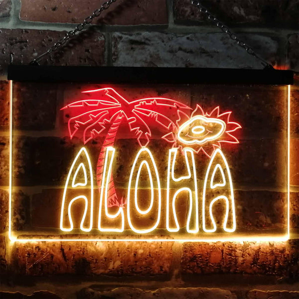 ADVPRO Aloha Palm Tree Bedroom Dual Color LED Neon Sign st6-i0699 - Red & Yellow