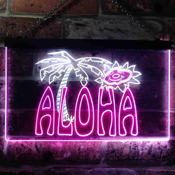 ADVPRO Aloha Palm Tree Bedroom Dual Color LED Neon Sign st6-i0699 - White & Purple