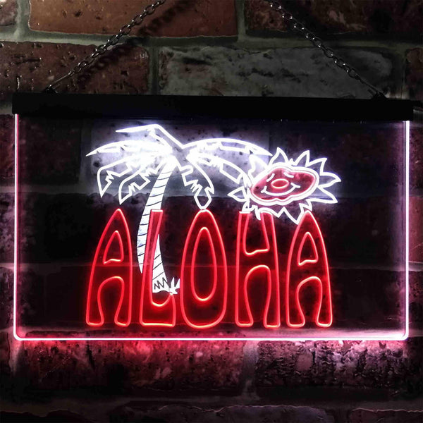 ADVPRO Aloha Palm Tree Bedroom Dual Color LED Neon Sign st6-i0699 - White & Red