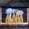 ADVPRO Aloha Palm Tree Bedroom Dual Color LED Neon Sign st6-i0699 - White & Yellow