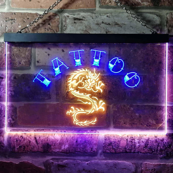 ADVPRO Tattoo Dragon Illuminated Dual Color LED Neon Sign st6-i0700 - Blue & Yellow