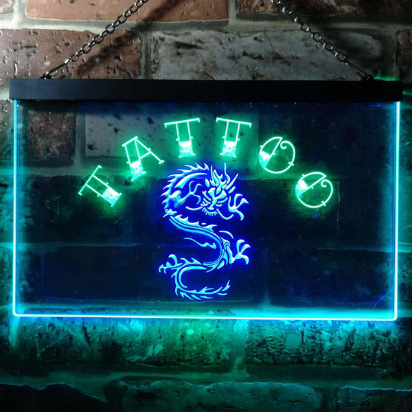 ADVPRO Tattoo Dragon Illuminated Dual Color LED Neon Sign st6-i0700 - Green & Blue
