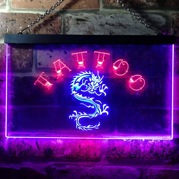ADVPRO Tattoo Dragon Illuminated Dual Color LED Neon Sign st6-i0700 - Red & Blue