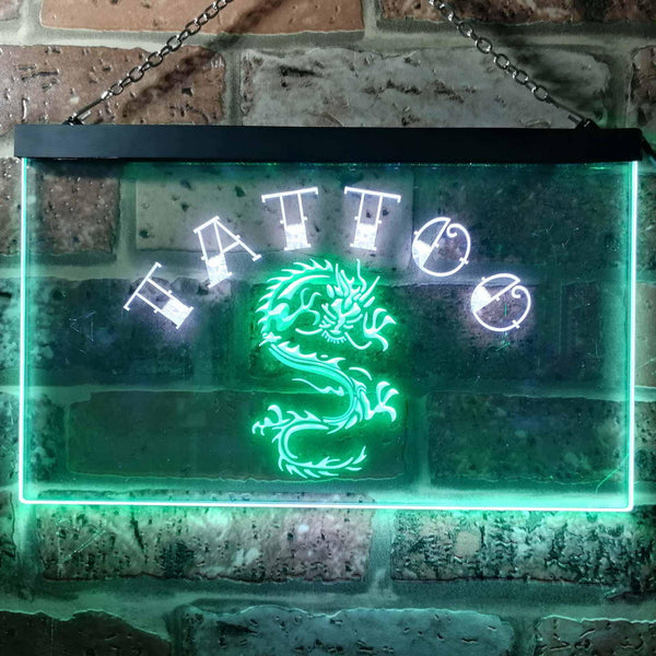 ADVPRO Tattoo Dragon Illuminated Dual Color LED Neon Sign st6-i0700 - White & Green