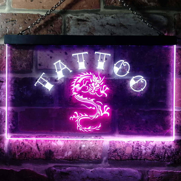 ADVPRO Tattoo Dragon Illuminated Dual Color LED Neon Sign st6-i0700 - White & Purple