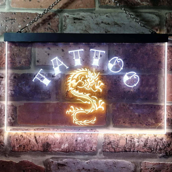 ADVPRO Tattoo Dragon Illuminated Dual Color LED Neon Sign st6-i0700 - White & Yellow