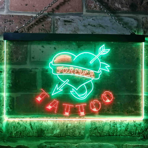 ADVPRO Tattoo Forever Heart Love Illuminated Dual Color LED Neon Sign st6-i0702 - Green & Red