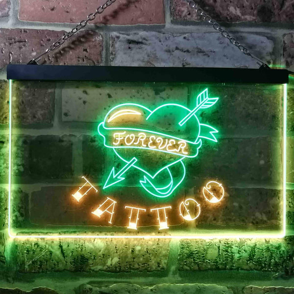 ADVPRO Tattoo Forever Heart Love Illuminated Dual Color LED Neon Sign st6-i0702 - Green & Yellow